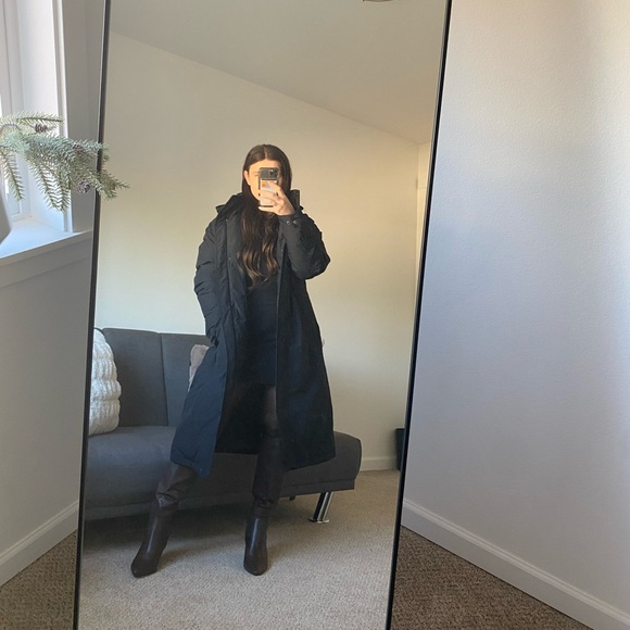 Lands end waterproof long black puffer coat - Picture 1 of 8